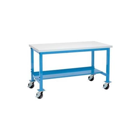 Global Equipment Mobile Production Workbench w/ ESD Square Edge Top, 60"W x 30"D, Blue 253978BL